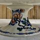 Compotier fruit cutters on pedestal Gien rooster and peonies 1938 1960