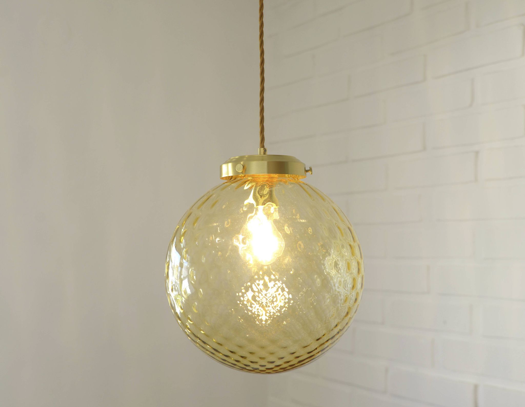 1 of 2 handblown amber glass pendant lamp redesign vintage Italian lighting