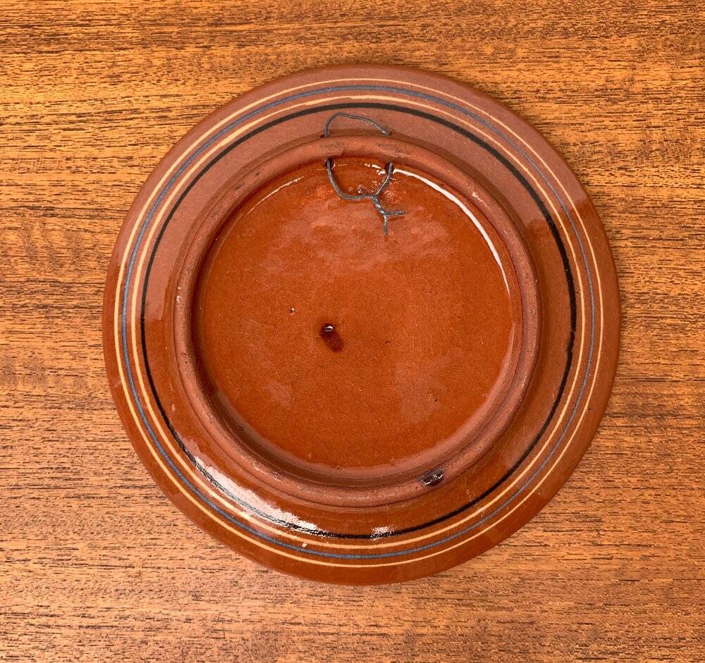 Vintage wall plate in hand-painted ceramic, 1970s