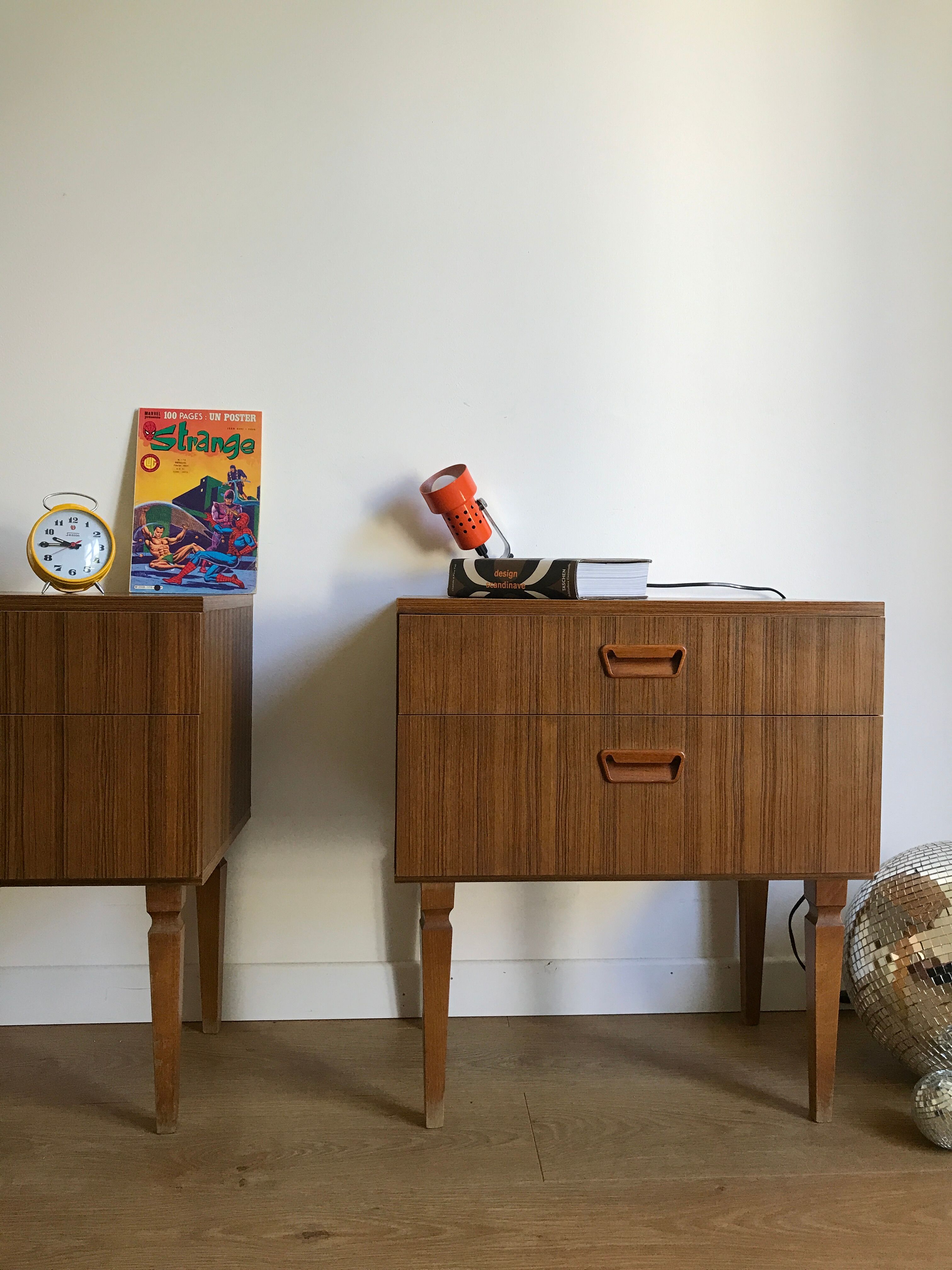 Pair of vintage bedside tables scandinavian style