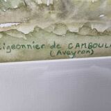 Watercolor of the dovecote of Camboulan Aveyron signed Annick Mesnil