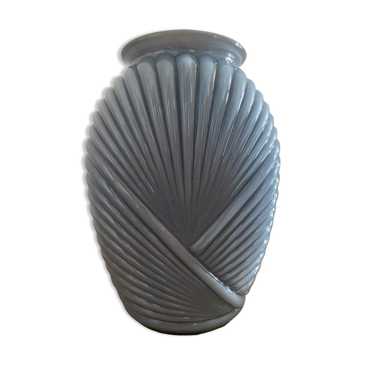 Vase  art déco en verre gris Anchor Hocking