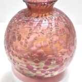 Pink Iridescent Etched Blown Glass Vase "Diaspora" by Loetz