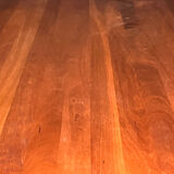 Table de salle à manger vintage chromée en merisier massif de style industriel