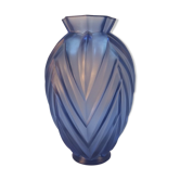 Vase Sabino France art déco en verre moulé motifs flêches, chevrons
