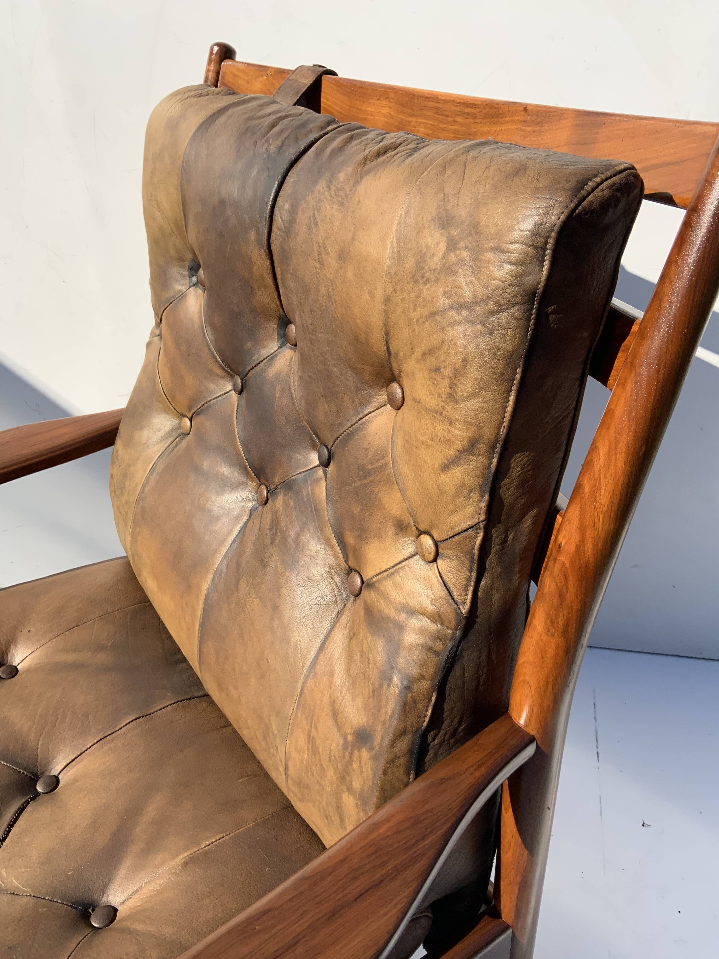 Vintage Leather Armchair “Läckö high” INGEMAR THILLMARK, OPE Möbler, 1965s