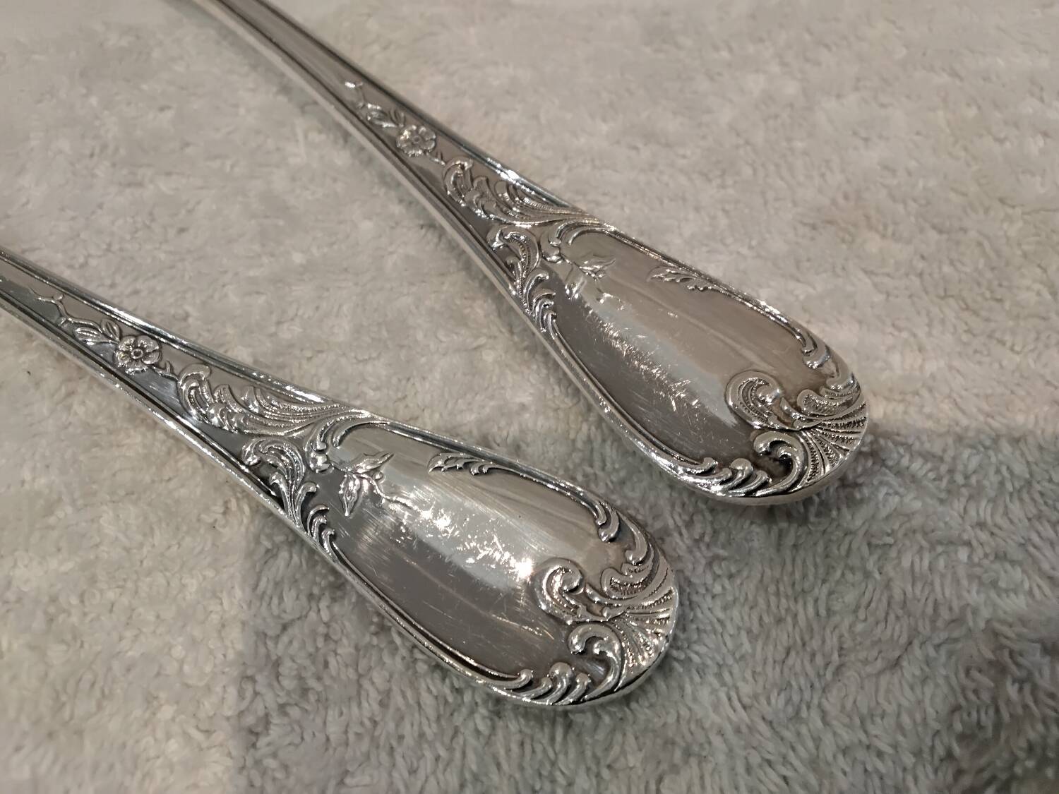 2-piece fish serving set, silver-plated metal, goldsmith V, rocaille marly