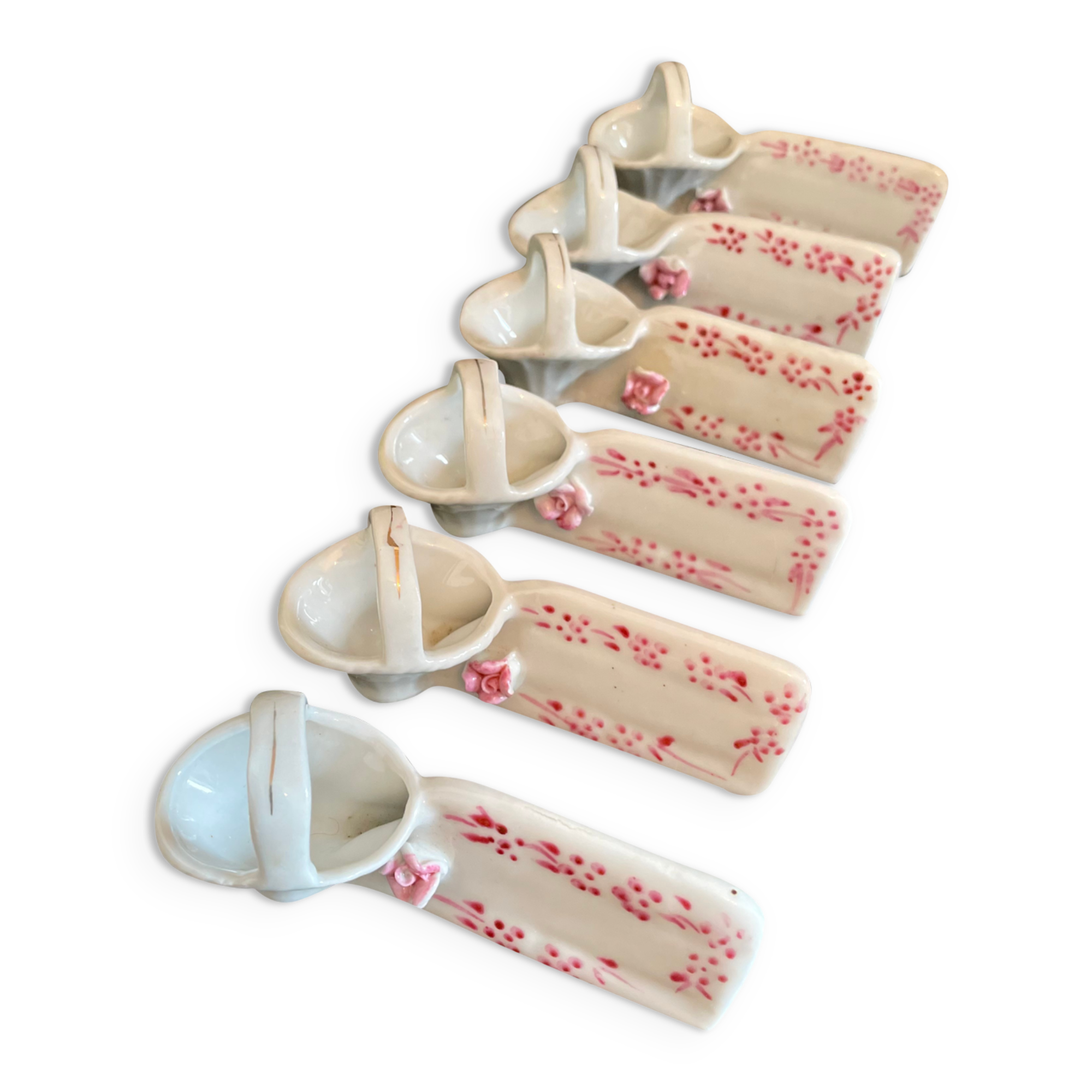 Lot de 6 porte couteaux vintage en porcelaine