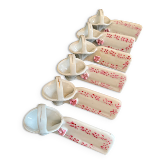 Set of 6 vintage porcelain knife holders