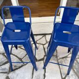 Pair of blue Tolix high chairs