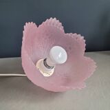 Pink frosted glass pendant light with flowers