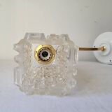 Wall lamp in glass, brass and porcelain