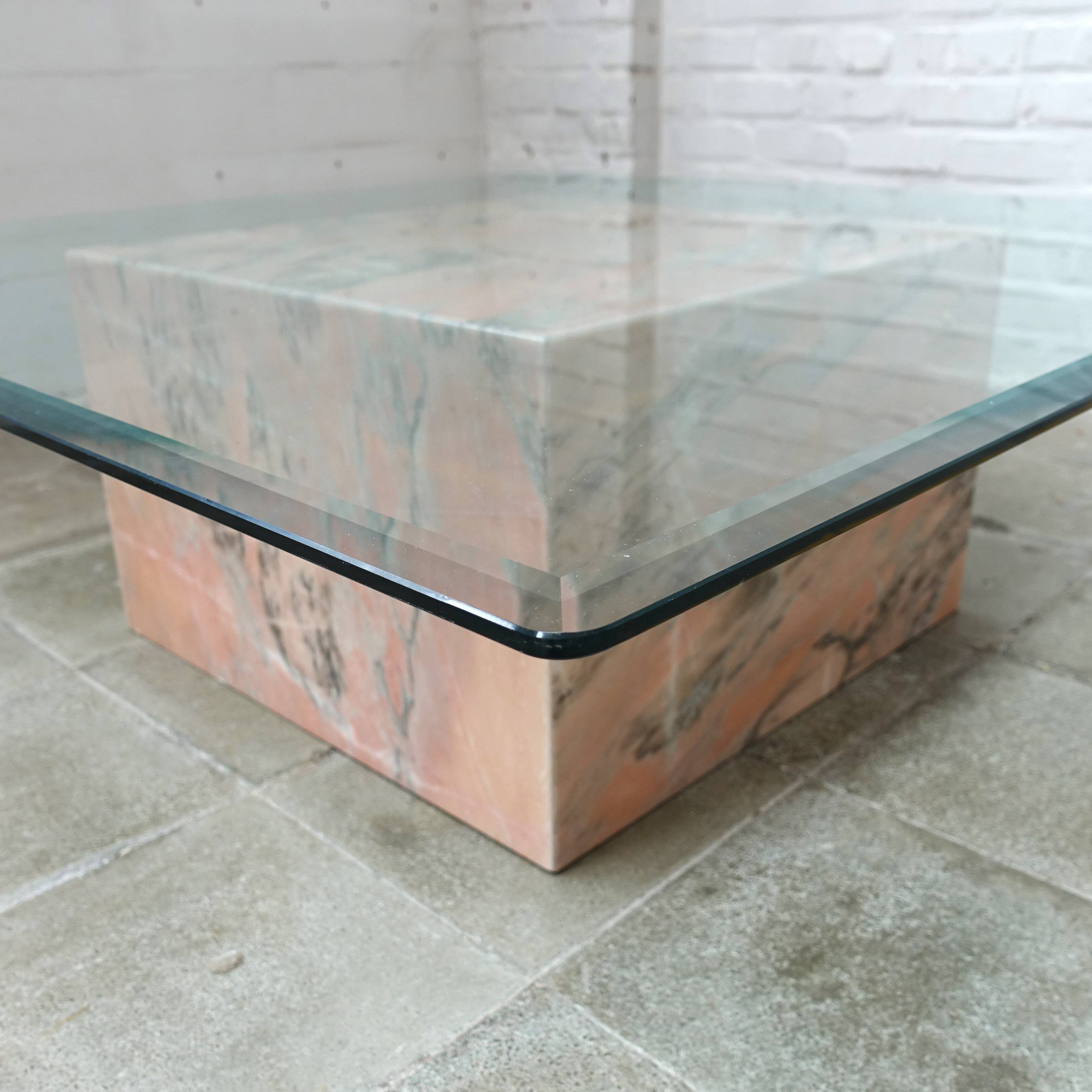 Marble and glass coffee table