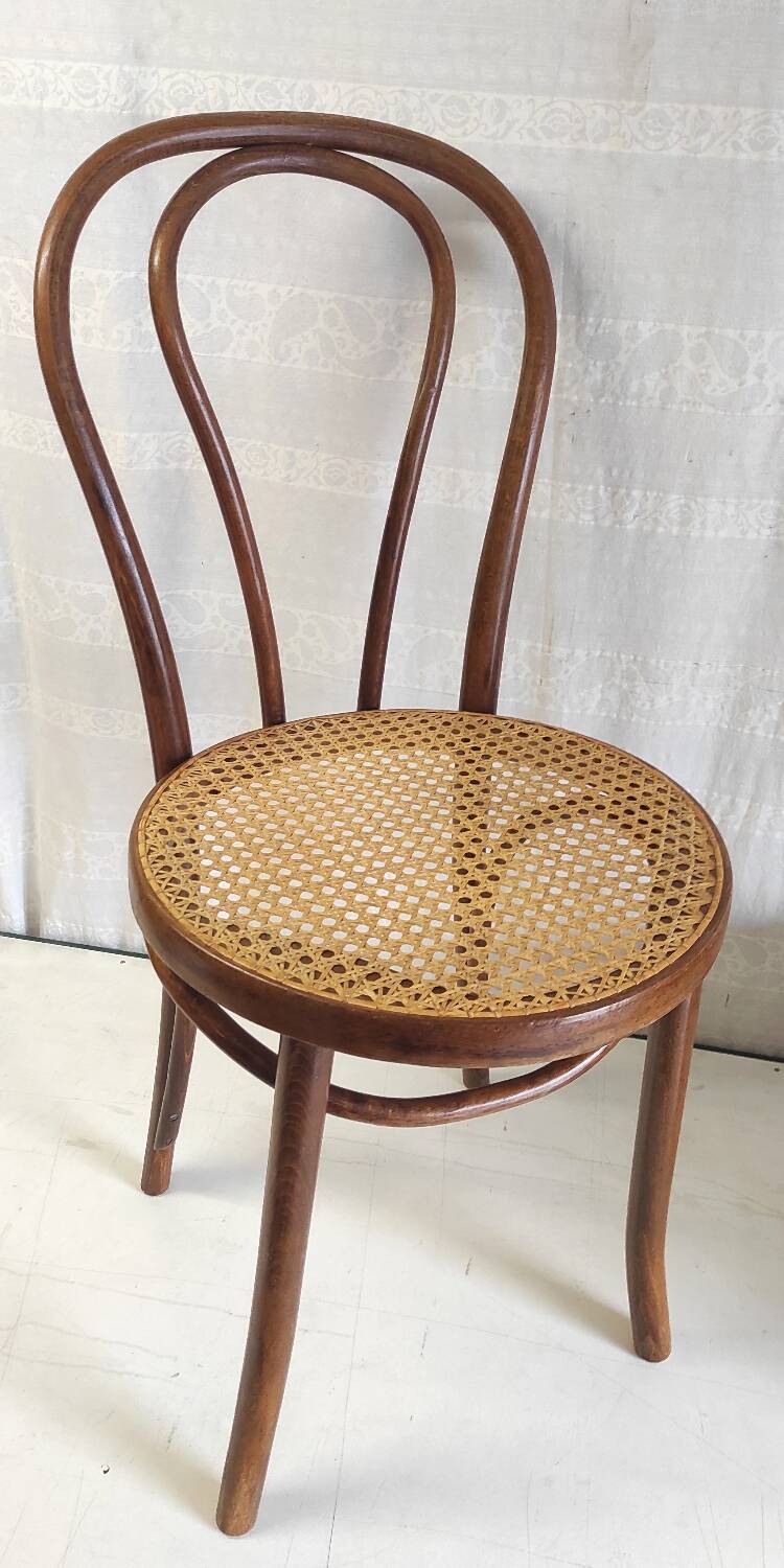 Bistro chair in bentwood and canework - mid. 20th century