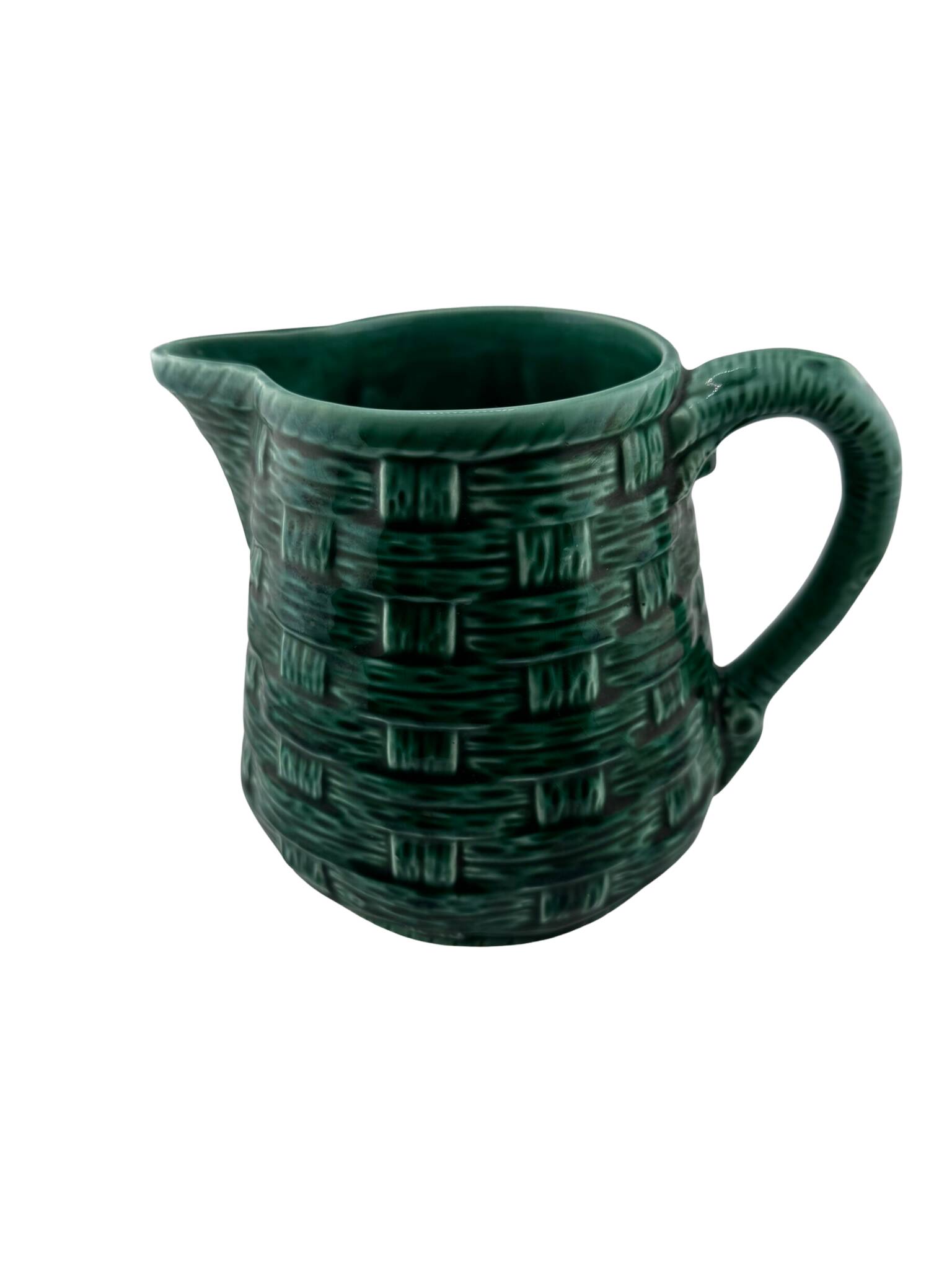 Vintage Pitcher Digoin & Sarreguemines France – Glazed Green Ceramic