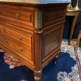 3-drawer chest of drawers in solid mahogany with white marble top in Louis XVI style