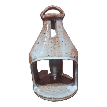 Vintage stoneware photophore to hang or install