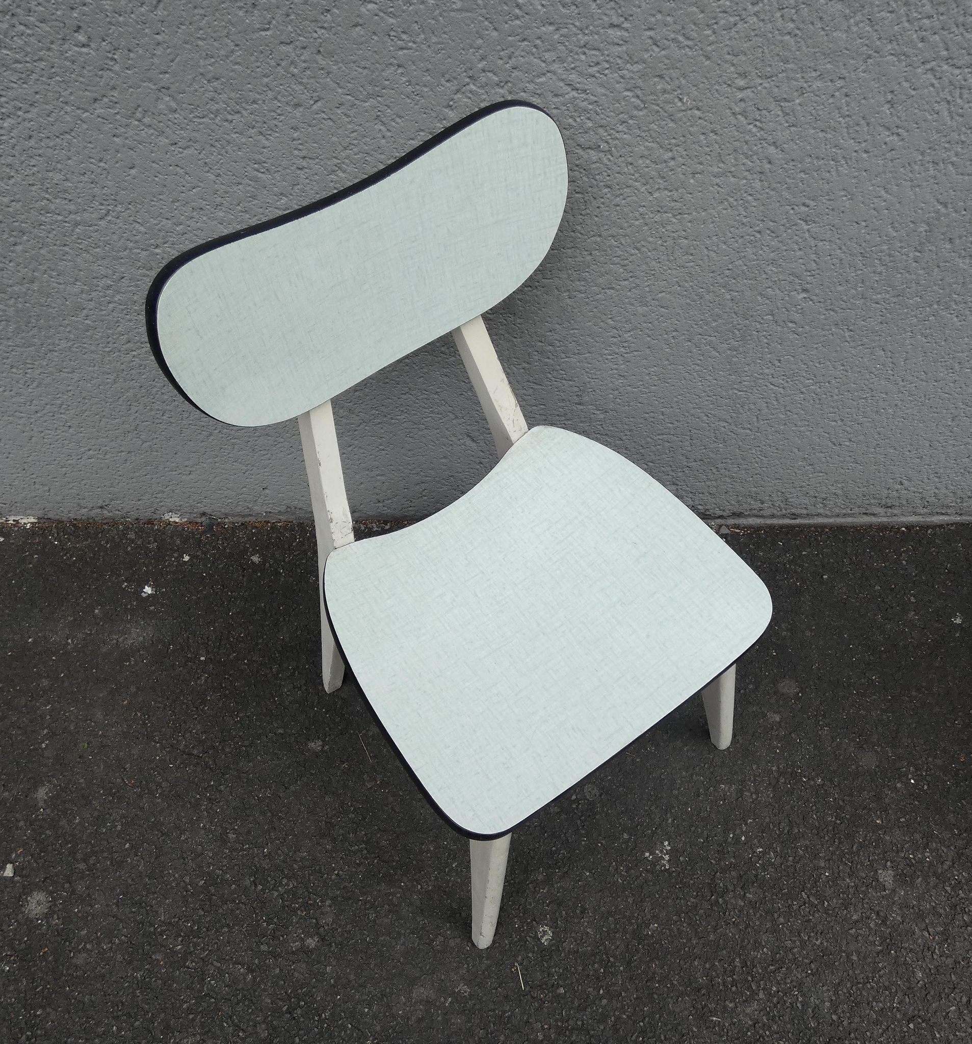 2 chairs in water green formica