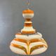 Italian art glass pendant lamp orange & white hand-blown chandelier, 1970s