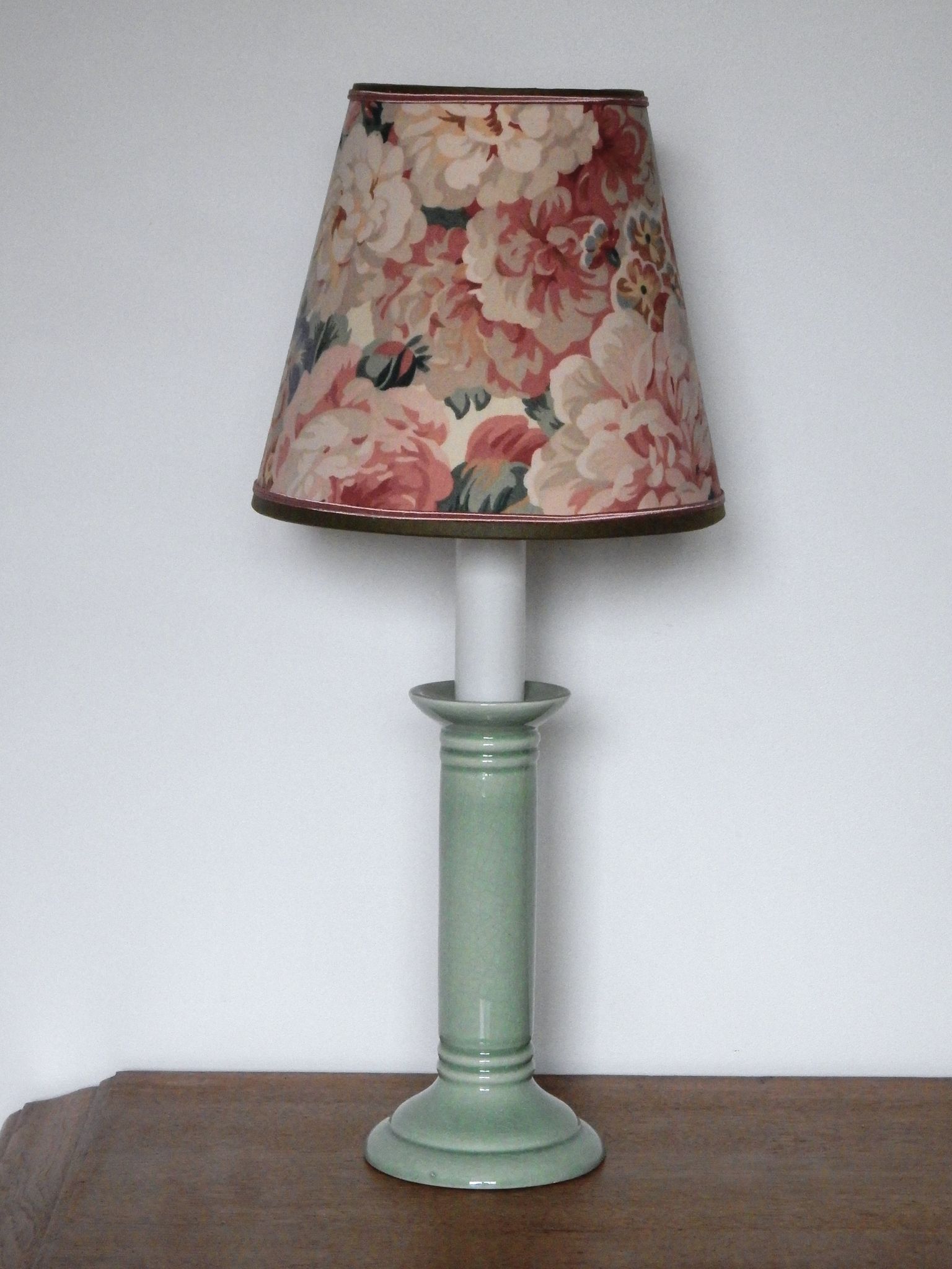 Vintage Kotska foot lamp and English floral fabric lampshade