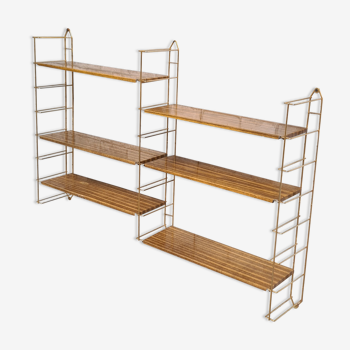 Etagere metal style scandinave doré et faux bois 1960 a 70  h68x104x18