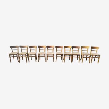 Lot de 10 chaises de bistrot en bois