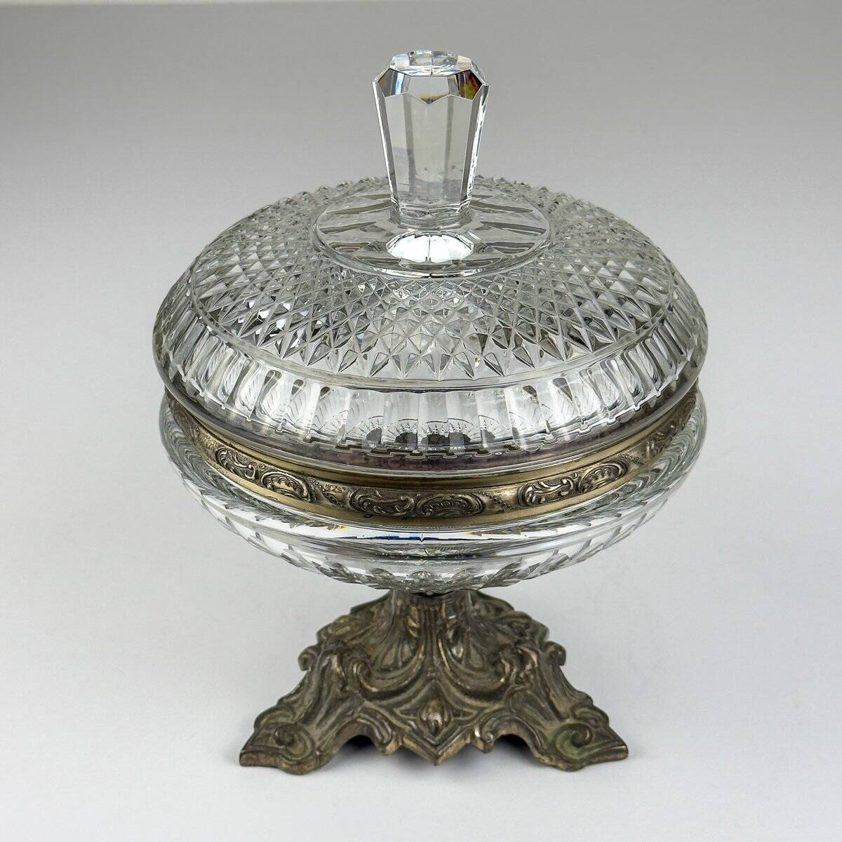 Antique glass bowl with a bronze base, Italy, 1920s