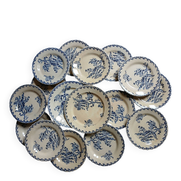 14 assiettes plates + 2 plats "Chardons" de Gien 