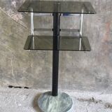 Fifth wheel or sofa end - smoked glasses and marble foot - design 1970