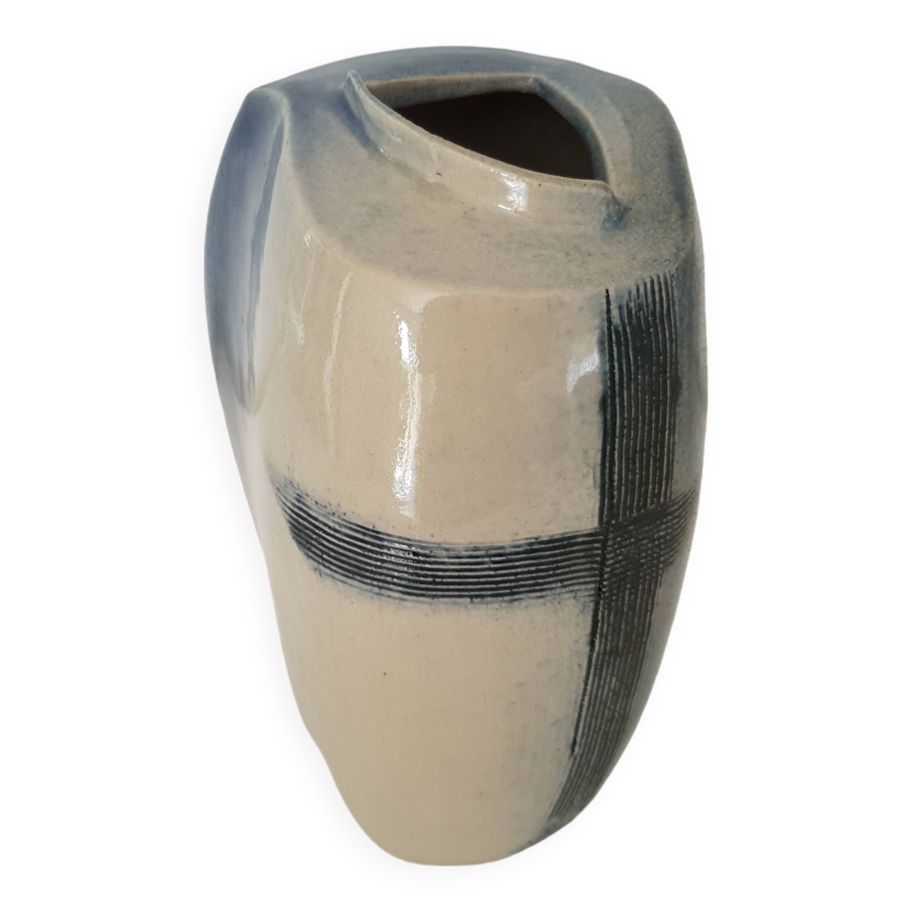 Joli Petit Vase Céramique Signé - Modèle à Identifier - Occasion