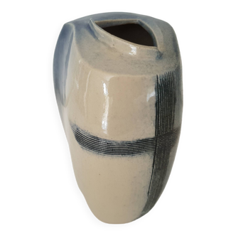 Vase en céramique design modern - Signé MB (Signature à identifier)