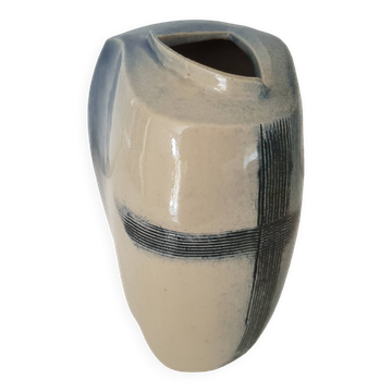Vase en céramique design modern - Signé MB (Signature à identifier)