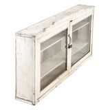 Solid wood wall display case with white patina