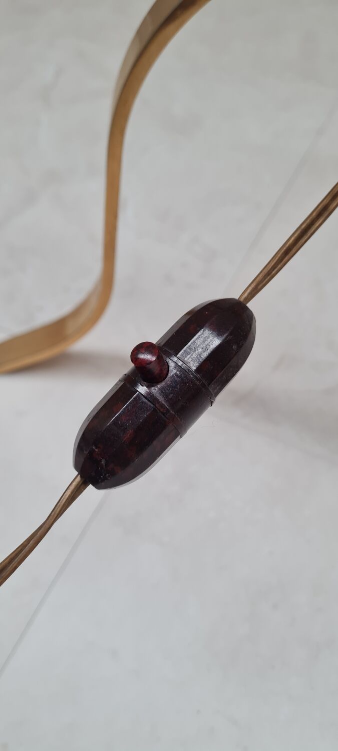 Tripod floor lamp in brass and bakelite 1950