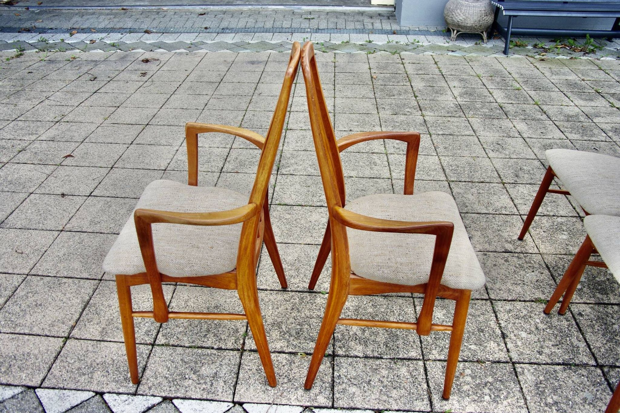 Set of 4 chairs and a pair of vintage eva armchairs by nils koefoed