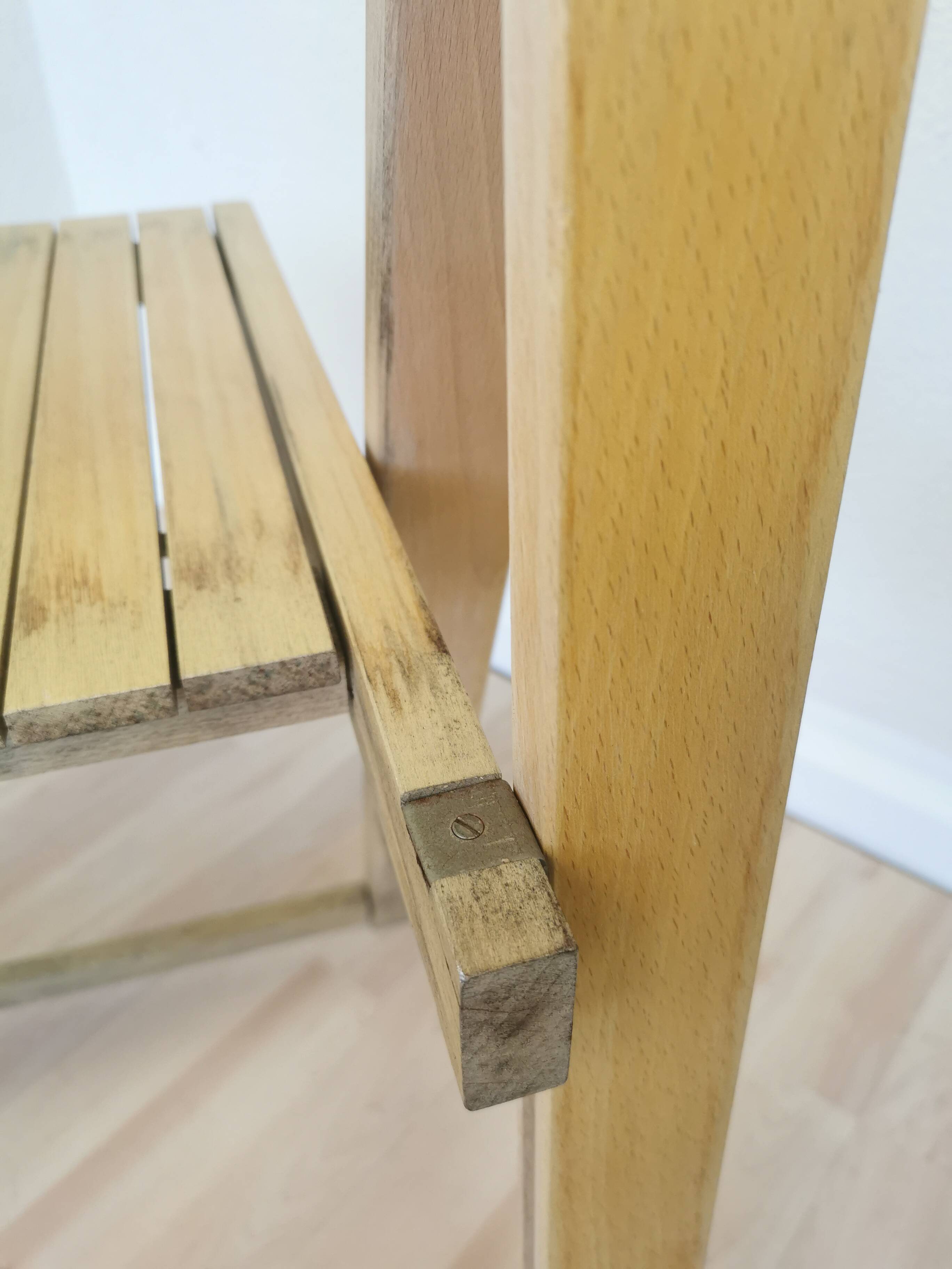 Vintage Aldo Jacober Folding Wooden Chair: Mid-Century Trieste Stool