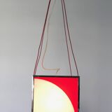 Cubic Red and White Plexiglass and Metal Pendant, Italy