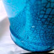 2 blue crackle ceramic desk lamp bases, 1950s