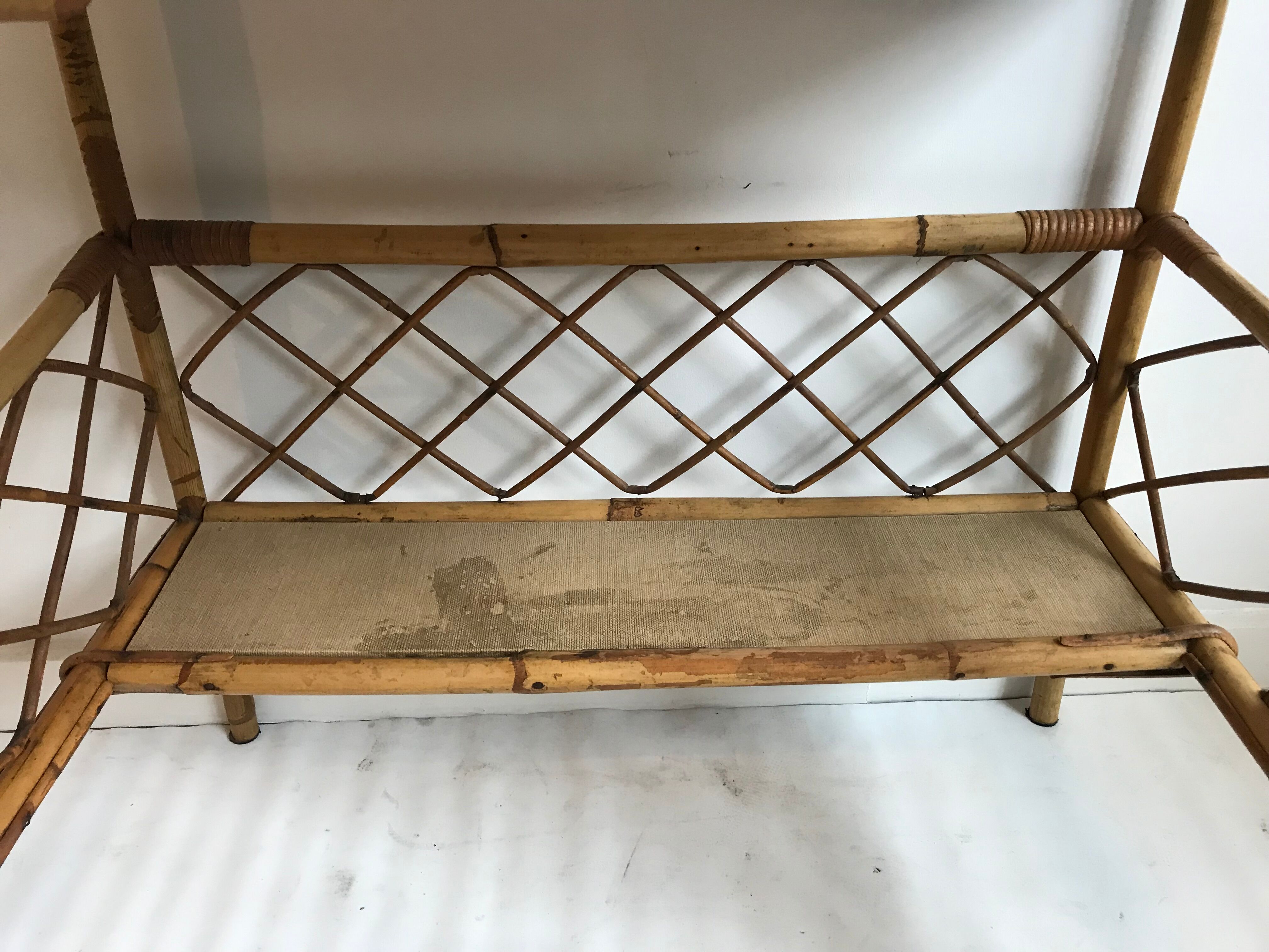 Desk in rattan and wicker