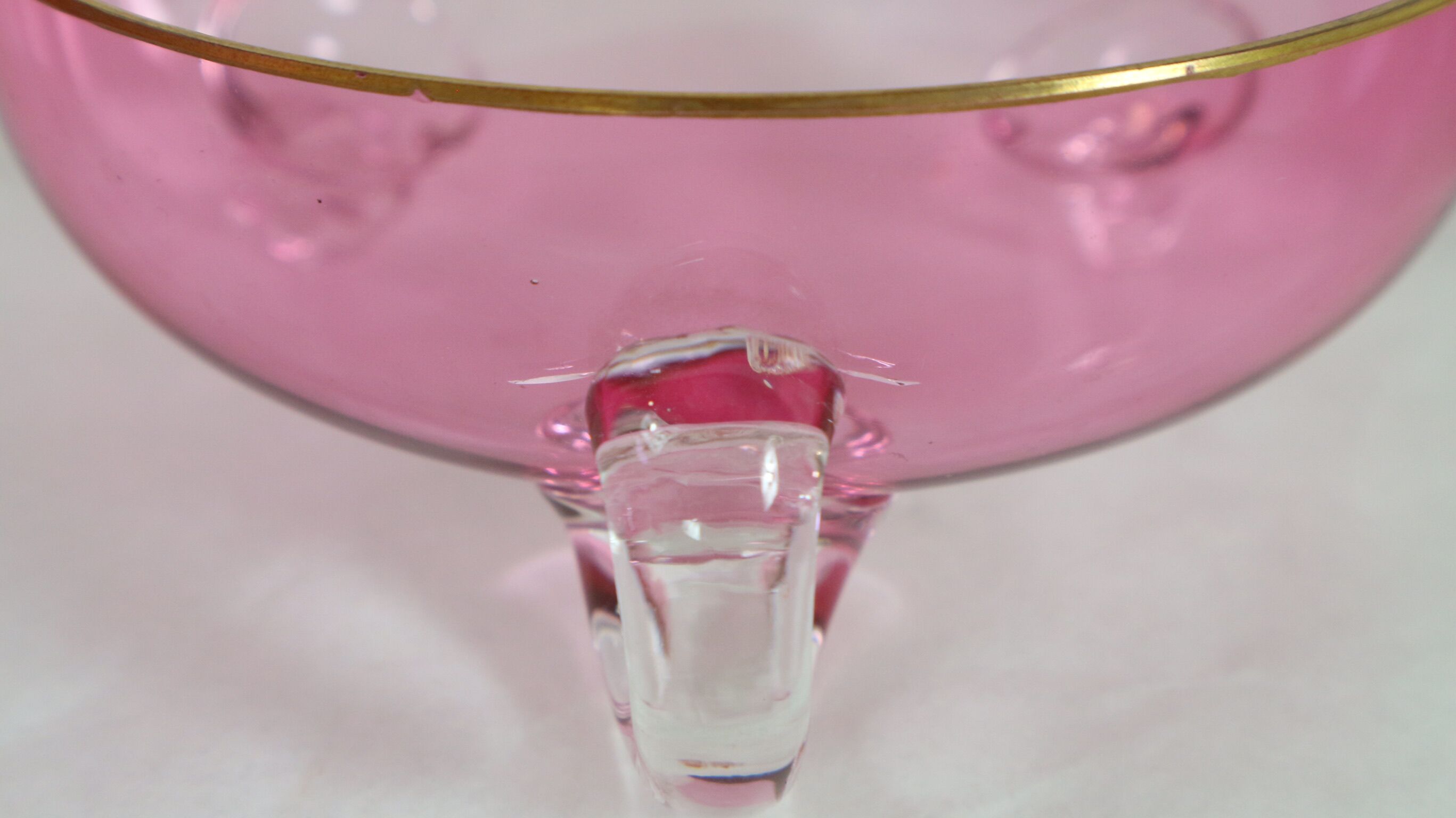 Vintage glasses service cup pink for 7 with service bowl
