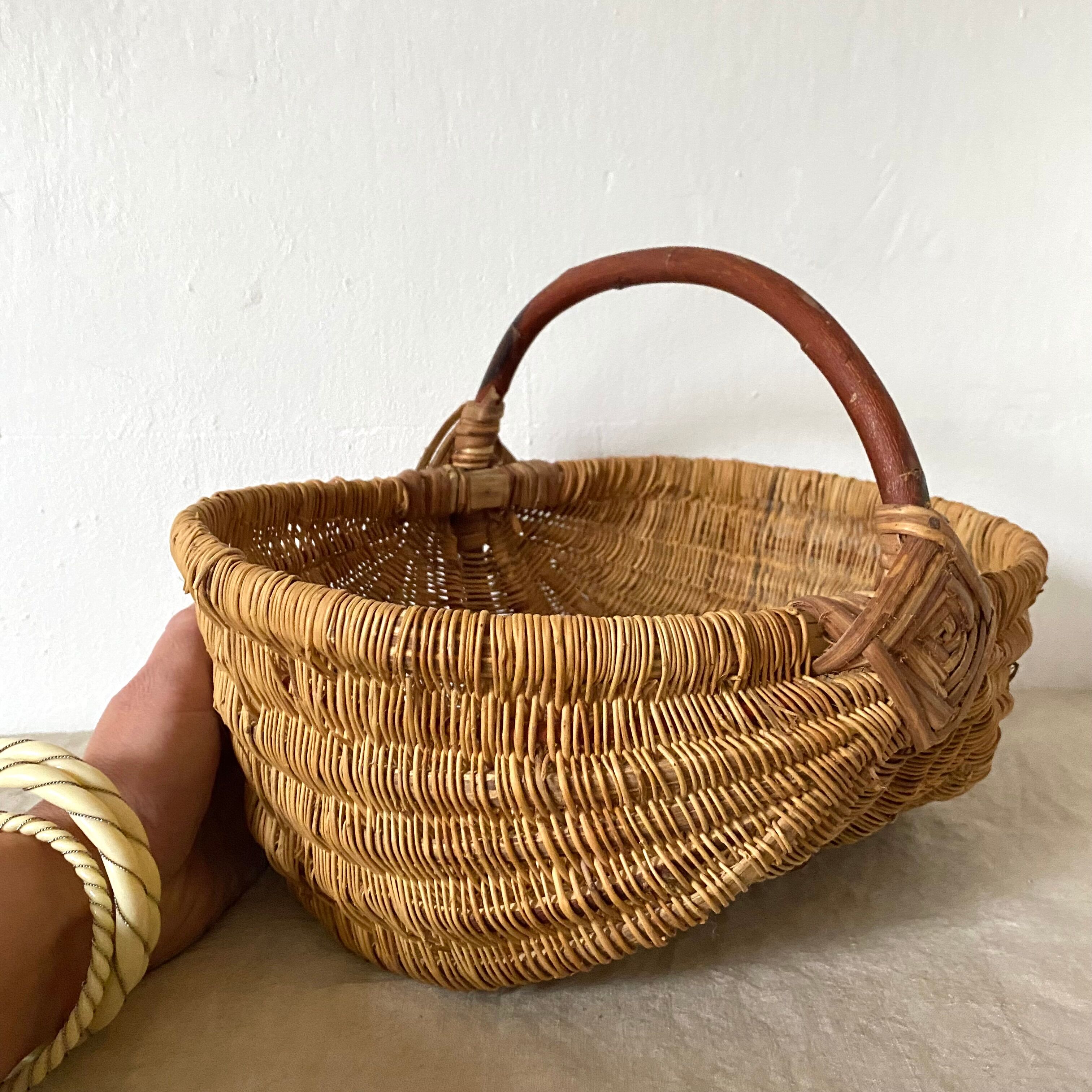 Old basket in woven wicker