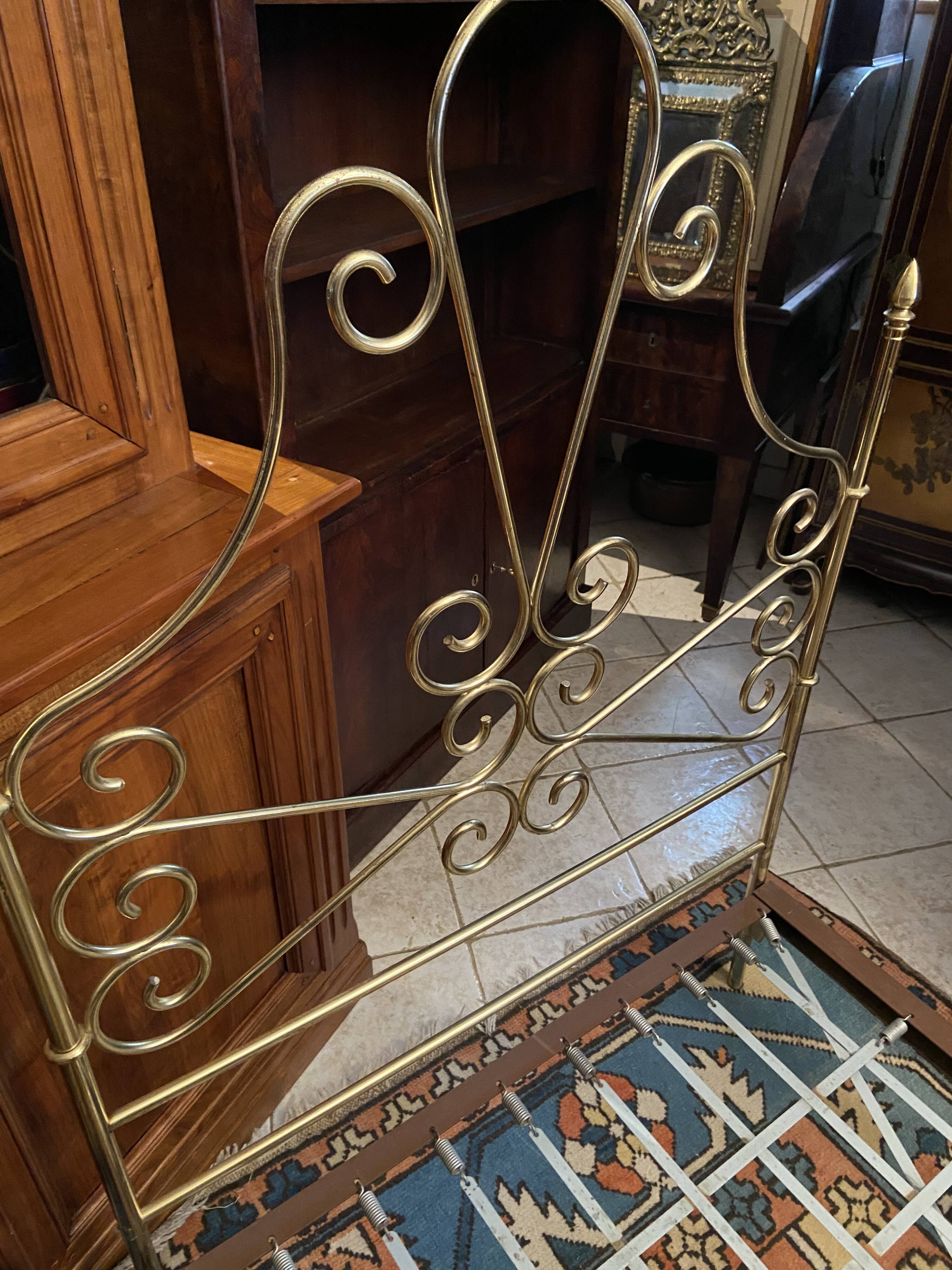 One person romantic bed with bedside table brass bedroom chair