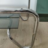 Coffee table in chrome metal and smoked glass design from the 70s