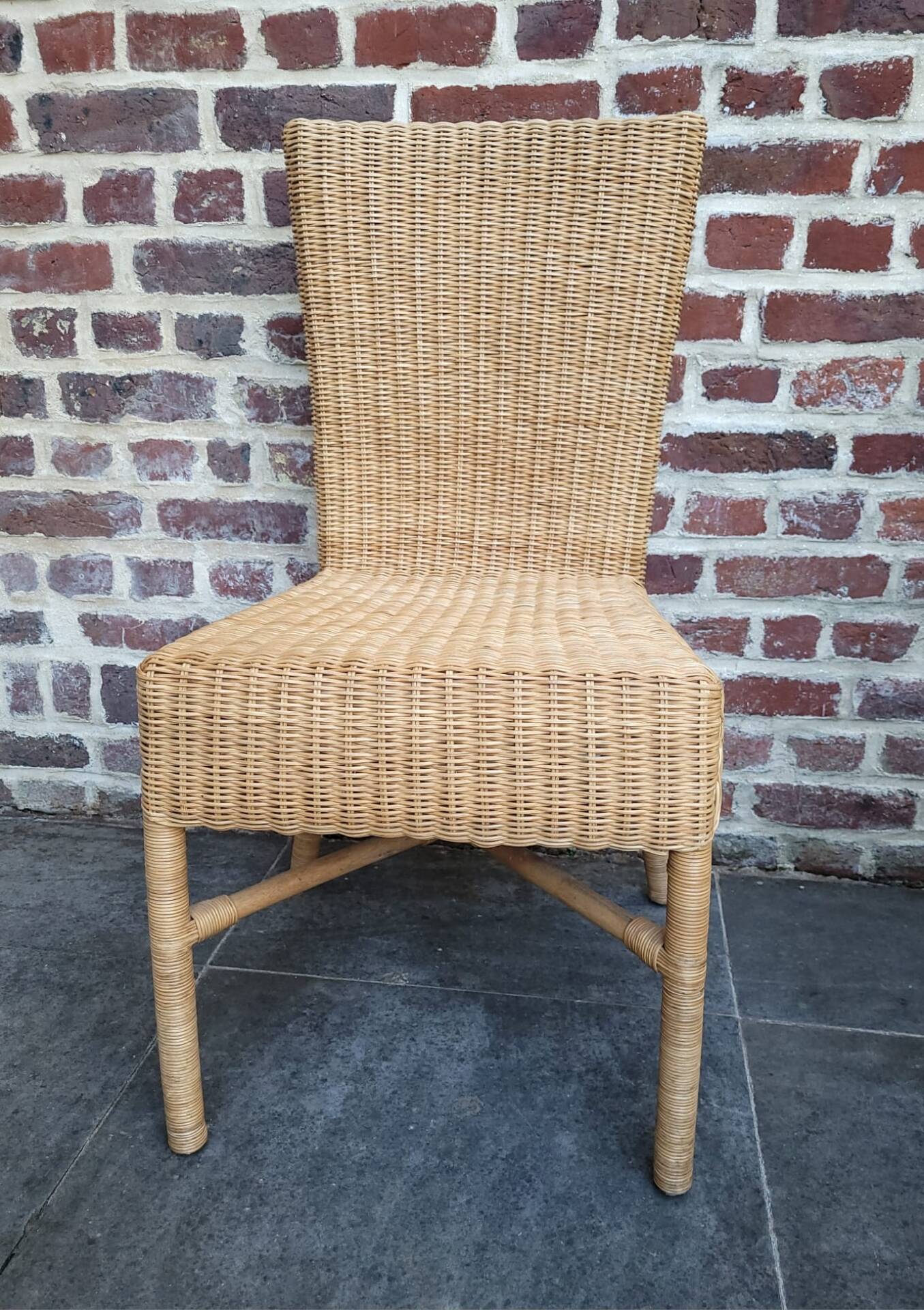 4 dining chairs in natural rattan and woven wicker