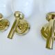 3 Vintage Scandinavian Glass and Brass Wall Lights