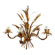 Five-light gilded metal chandelier with wheat ears decoration, 1970