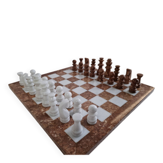 Vintage German Marble Chess Set, Mid-Century Modern Stone Chessboard, 1970