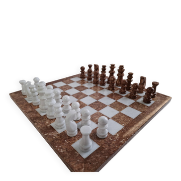 Vintage German Marble Chess Set, Mid-Century Modern Stone Chessboard, 1970