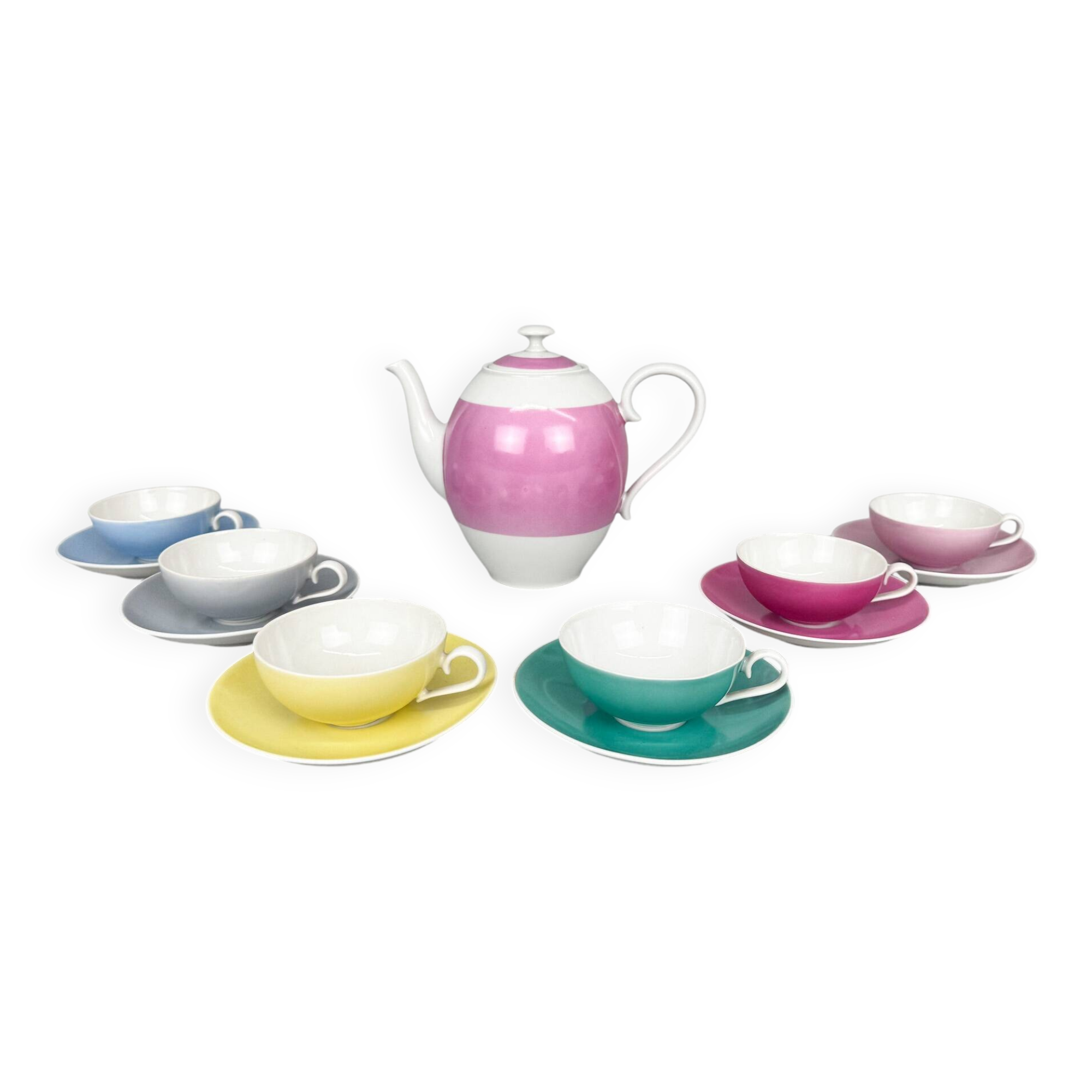 Service à café ou à thé en porcelaine moser, rare, tchécoslovaquie, années 1950, marqué