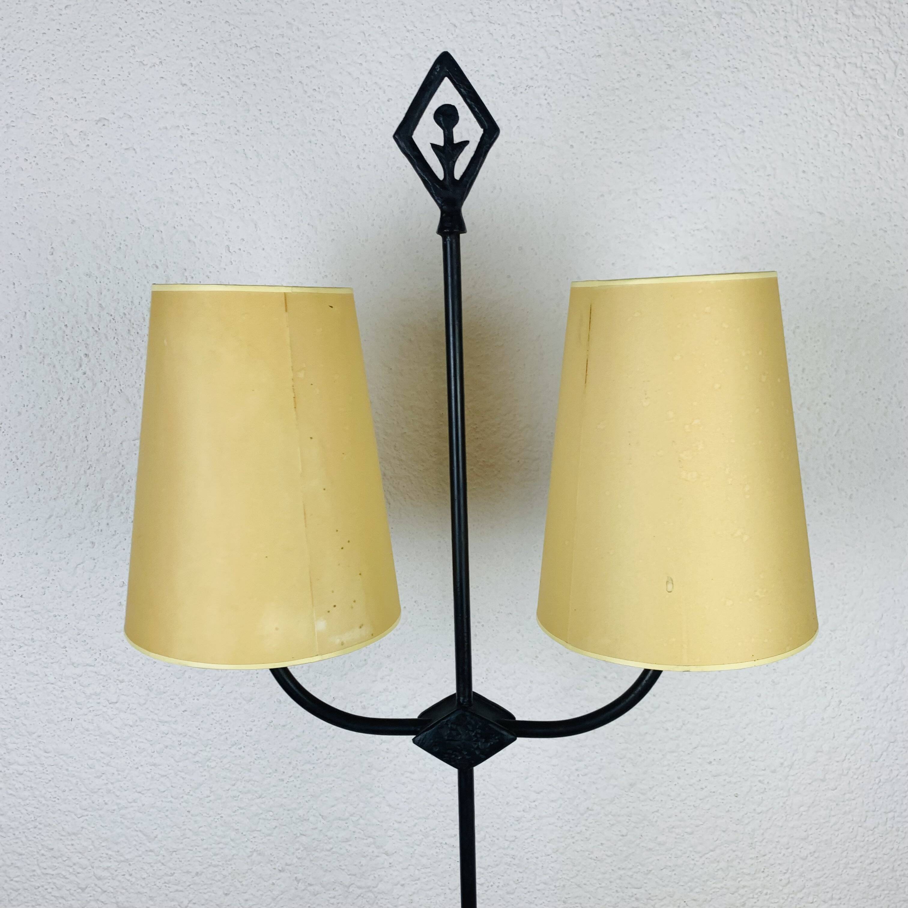 Brutalist lamp from Objet Insolite in metal, vintage